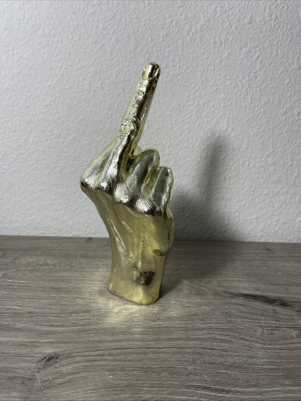 Middle Finger Hand Statue For Desk Gold